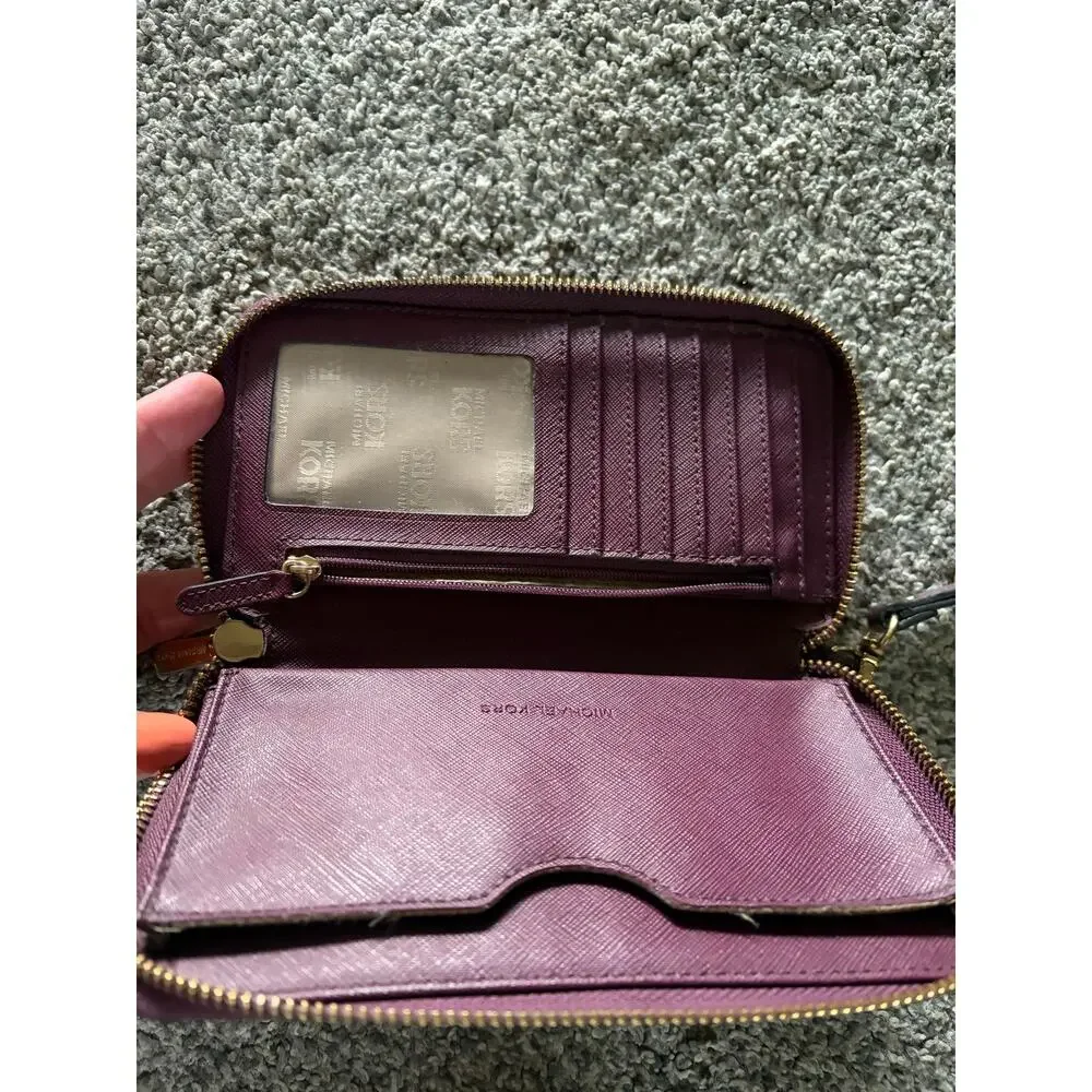 Michael Kors eggplant plum wallet wristlet